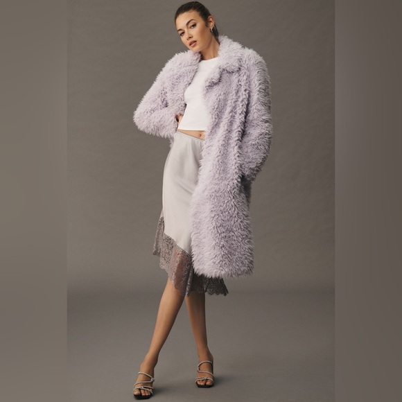 Anthropologie Lavender Faux Fur Coat - Picture 2 of 5